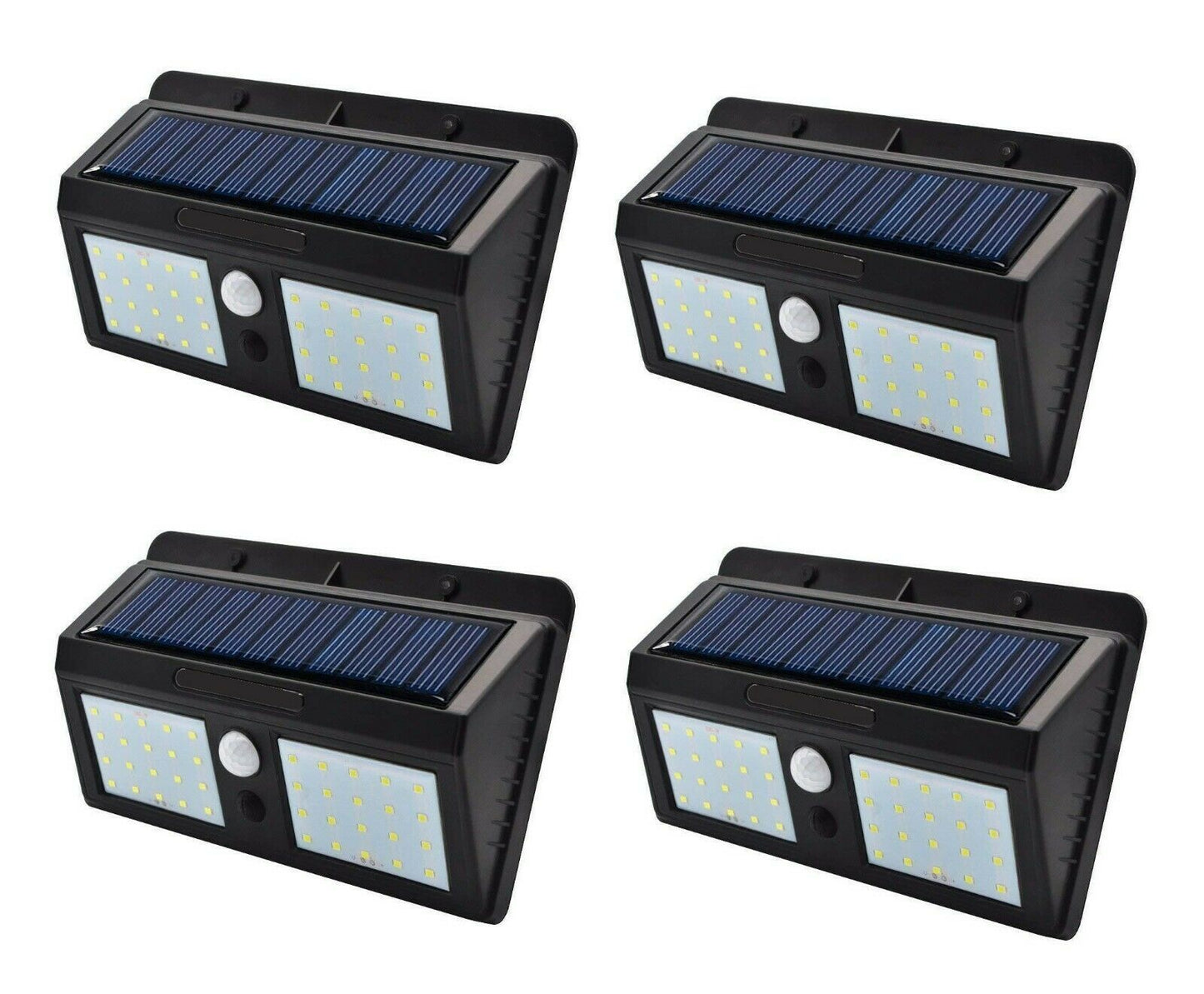 4 faretti con pannello solare ricaricabile con sensore di movimento