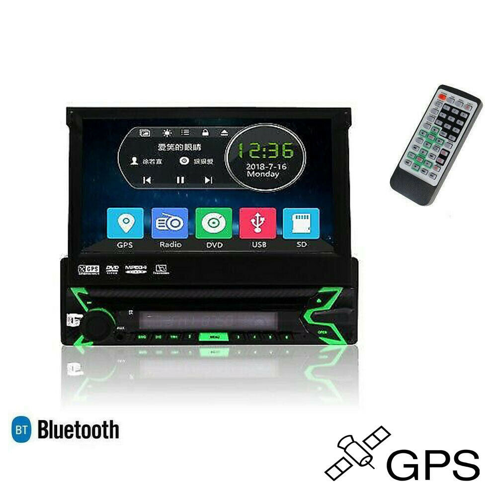 Autoradio 1 din schermo a scomparsa 7" stereo auto touch bluetooth usb sd e gps