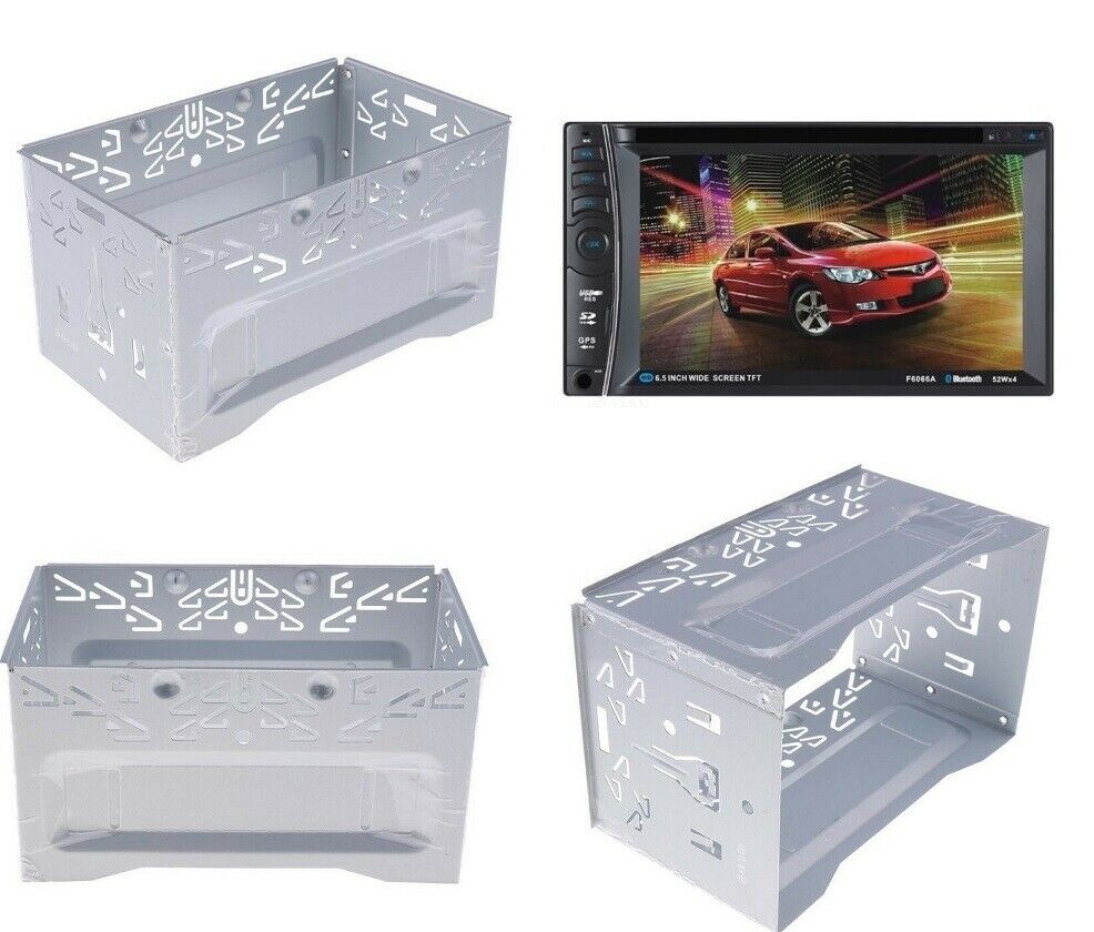 Carrello slitta gabbia supporto autoradio 2 din universale alluminio stereo auto