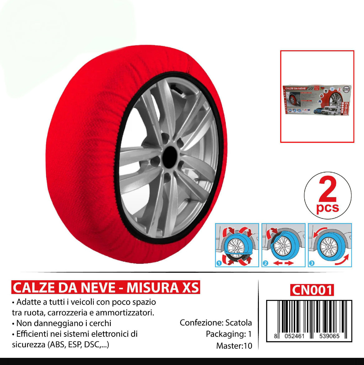 Catene calze da neve stoffa tessuto omologate con guanti
