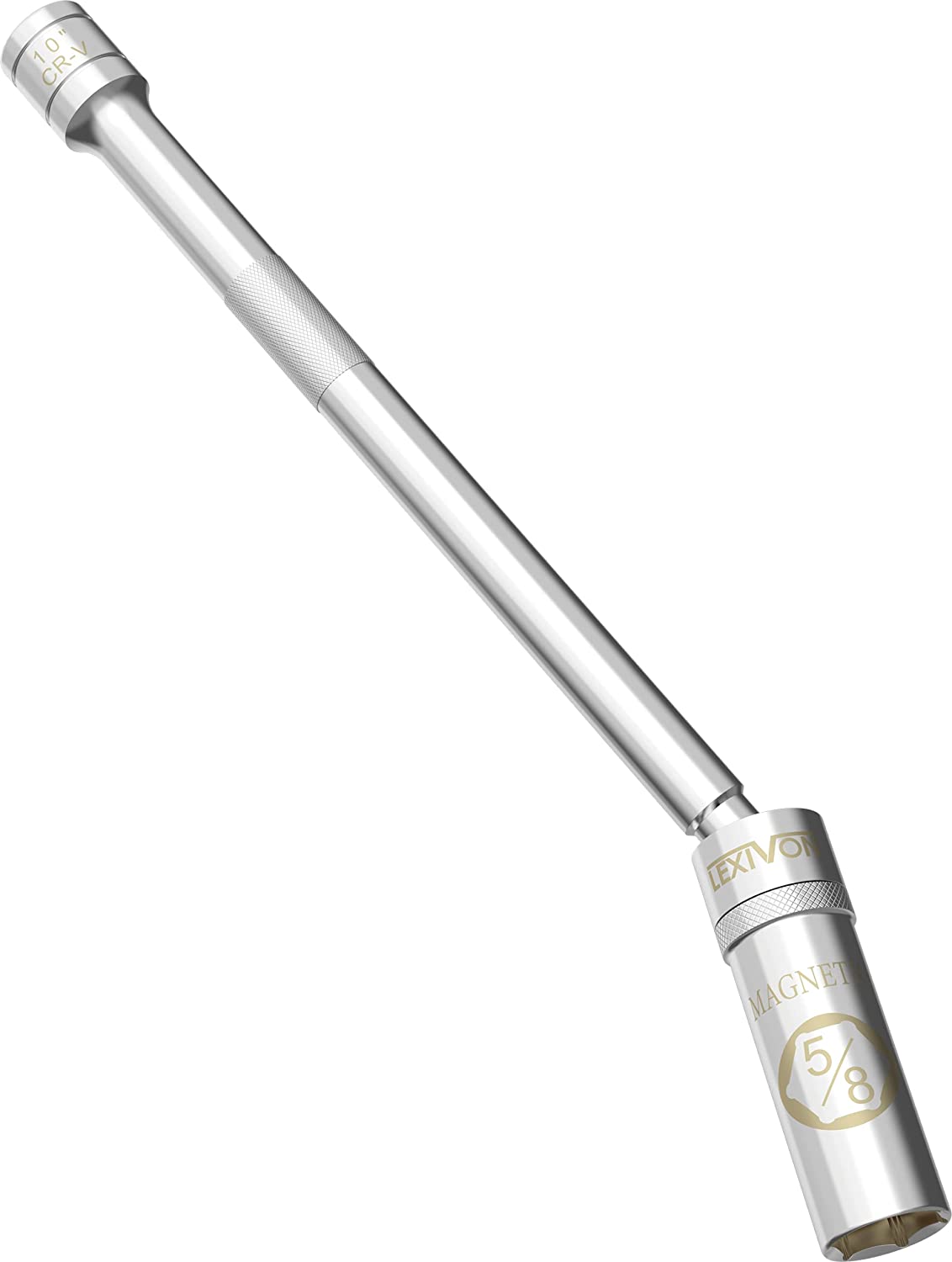 Chiave a bussola magnetica per candele da ⅝” con snodo, attacco da ⅜”, lunghezza totale di 10” chiave a bussola dalla grande forza magnetica, acciaio cromo vanadio cr-v (lx-122)