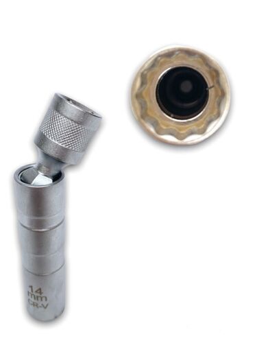 Chiave a bussola per candele candelette da 14mm o 16mm attacco 3/8"a snodo testa sferica
