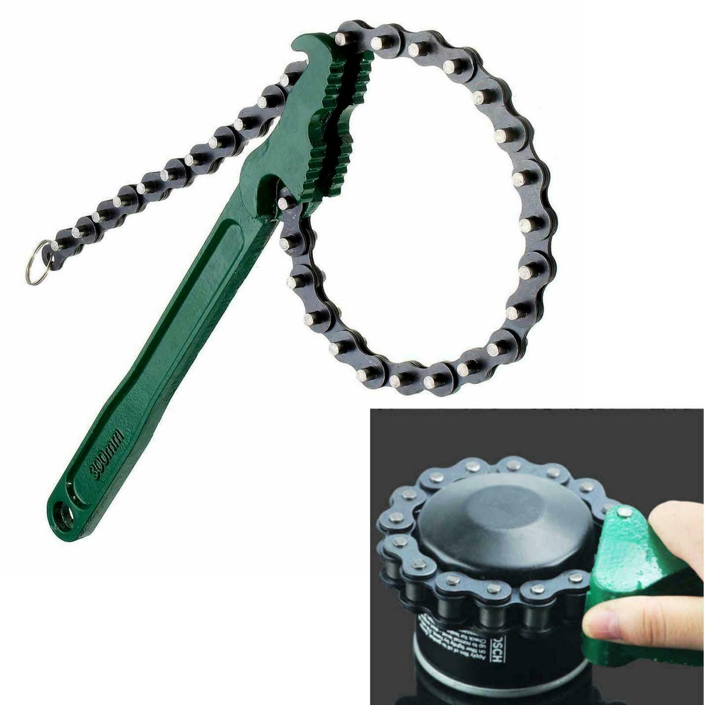 Chiave a catena per filtro d'olio in acciaio forgiato reversibile 225 mm o 300mm