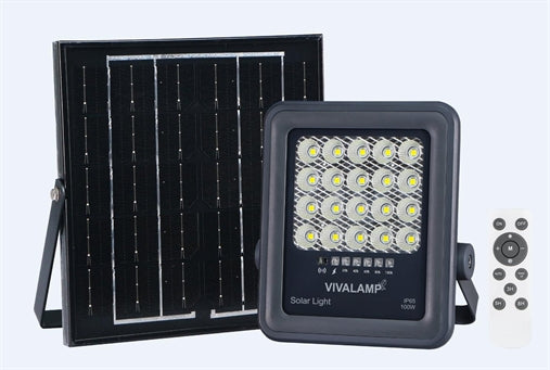 Faro proiettore led solare 100w, 200w, 300w, 400w ip65 dimmerabile con telecomando