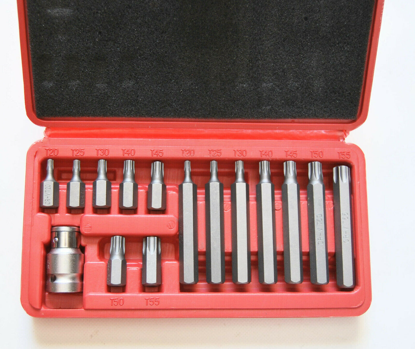 inserti chiavi bussole torx cricchetto 15 pz t2 t55 adattatore esagonale 1/2 r