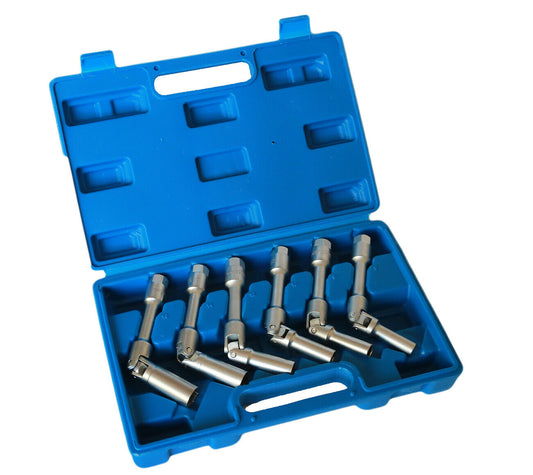 Kit 6 chiavi bussola snodate per candelette auto diesel da 8 a 16 mm lunghe