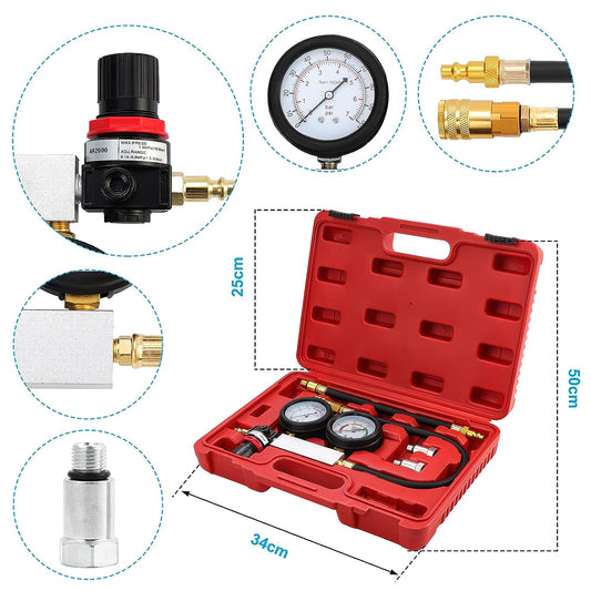 Kit tester di compressione e rilevazione perdite motore – ideale per auto, moto e camion