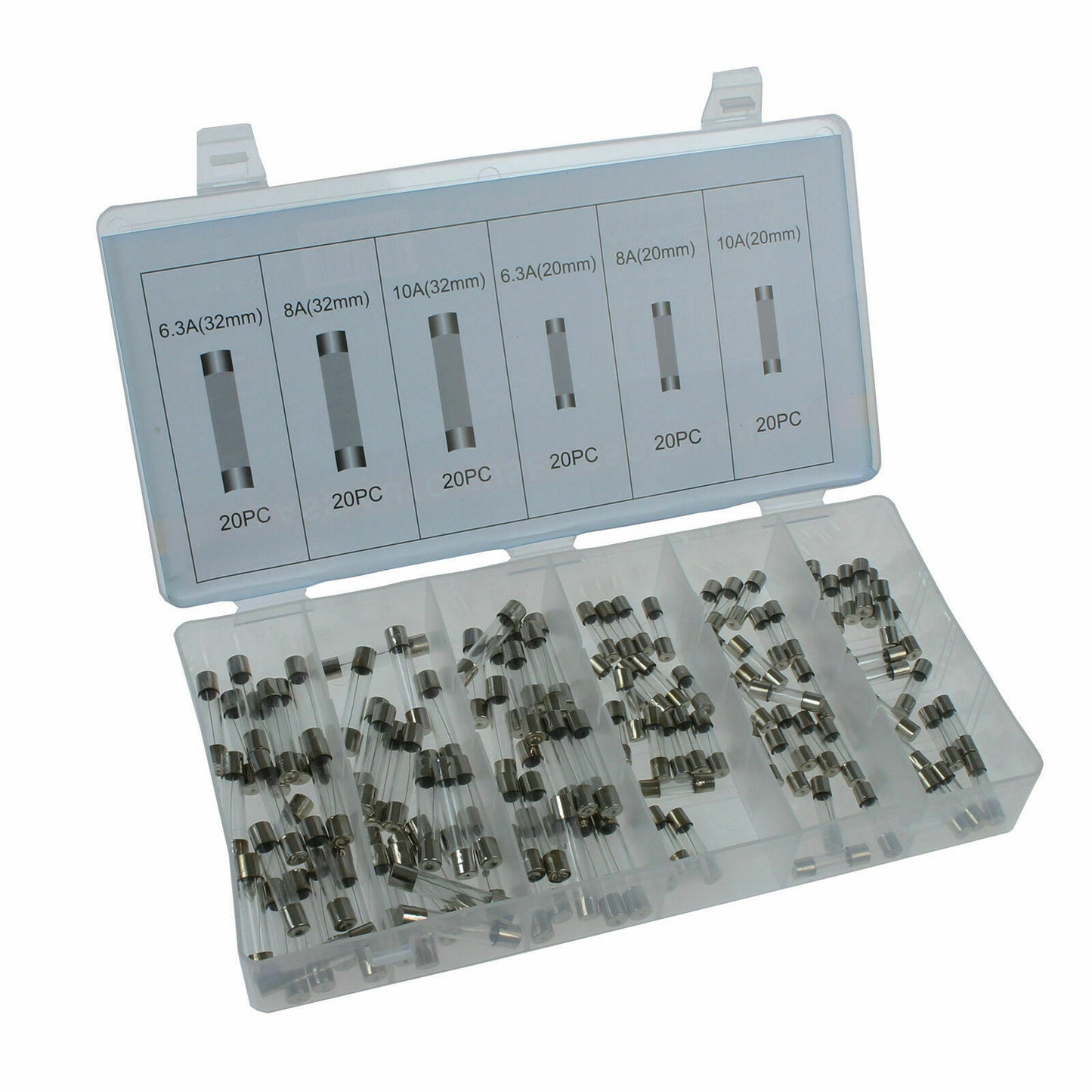 Kit assortimento fusibili vetro elettrico 120pz assortiti