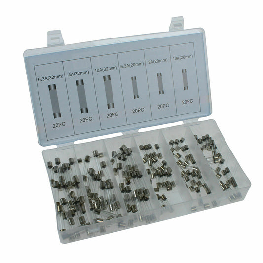 Kit assortimento fusibili vetro elettrico 120pz assortiti