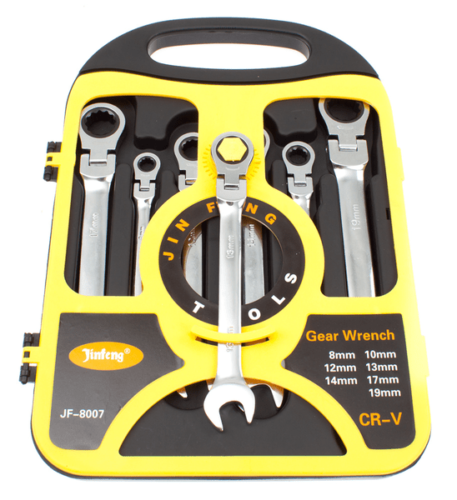 Kit set a cricchetto 7 chiavi acciaio combinate snodabile varie misure