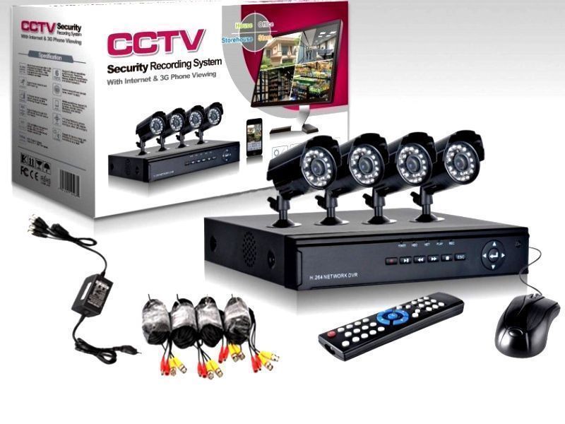 Kit videosorveglianza da 4 o 8 canali telecamera infrarossi dvr + alimentatri e cavi