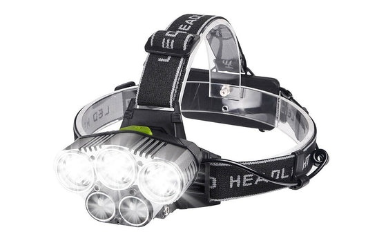 Lampada da testa 5 led ricaricabile usb torcia frontale impermeabile