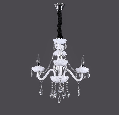 Lampadario bianco con cristallo 3 , 5 o 8 bracci