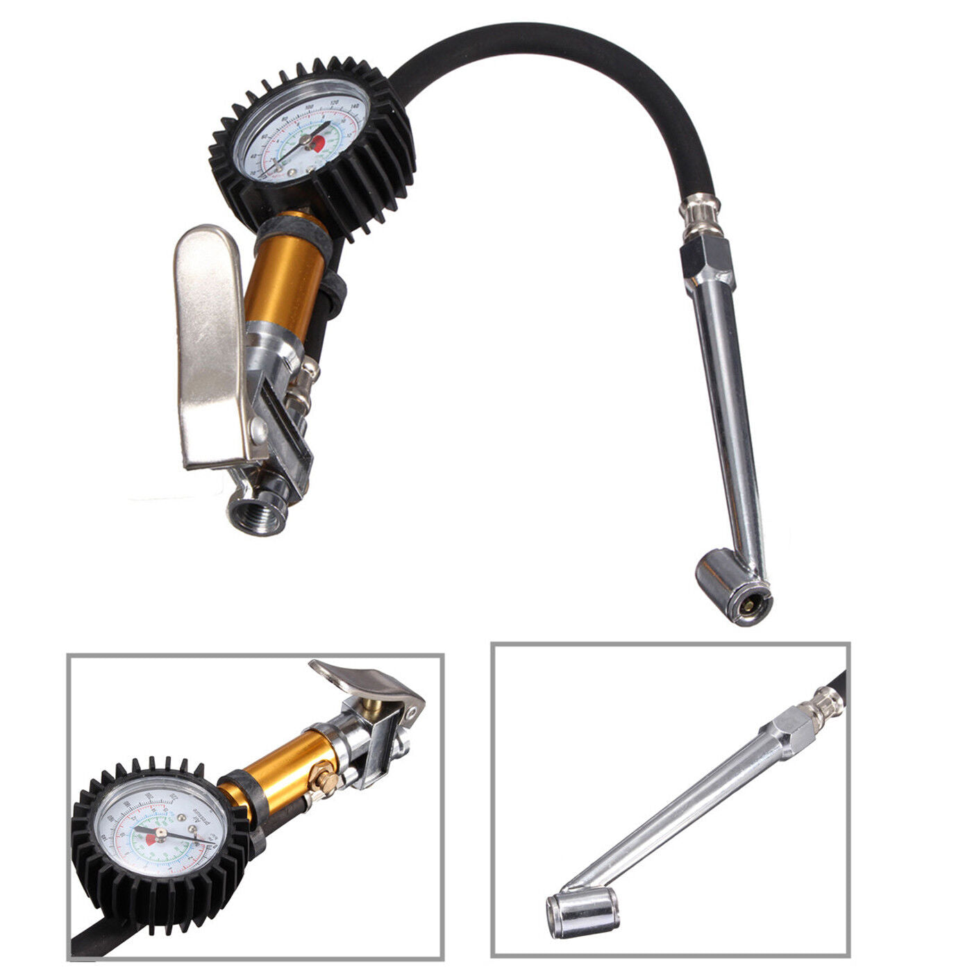 Manometro pistola compressore gonfiaggio sgonfiaggio ruote auto attacco 1/4"