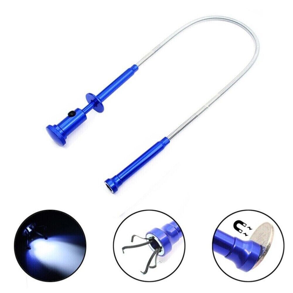 Pinza asta raccogli tutto flessibile sonda magnetica con artiglio e luce lunghezza 55cm