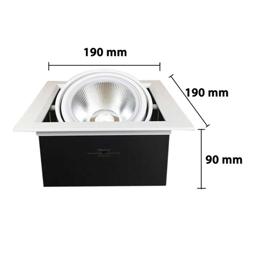 Portafaretto ghiera ar111 orientabile 20w completa di 1 faretto
