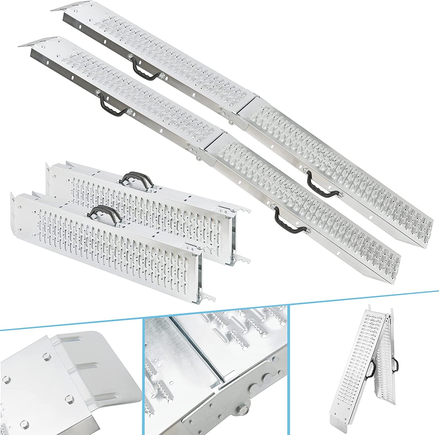Rampa di accesso in acciaio carico 400 kg pieghevole 180cm antiscivolo 2pz