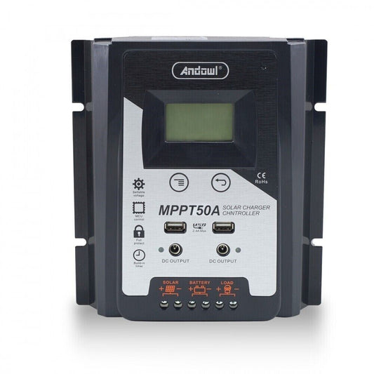Regolatore di carica 70a per pannello solare 12v 24v display lcd usb mppt50a