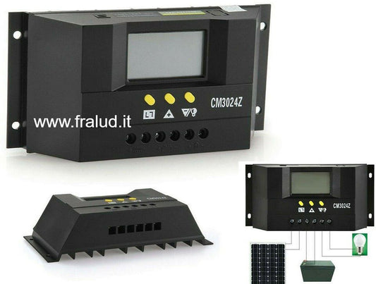 Regolatore di carica per pannello solare 12v 24v 30a ampere