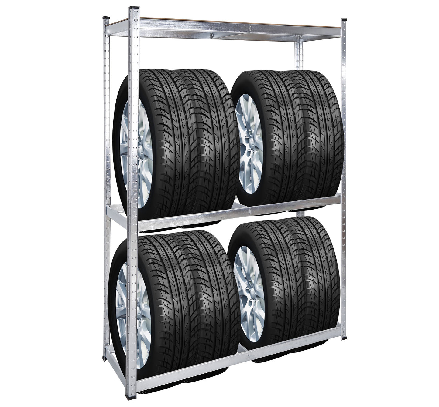 Scaffale portagomme fino a 759 kg 180x120x40cm per 8 pneumatici per officina gommista