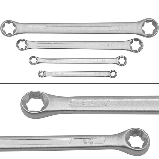 Set 4 chiavi combinate torx a doppia stella femmina – misure da e6 a e24