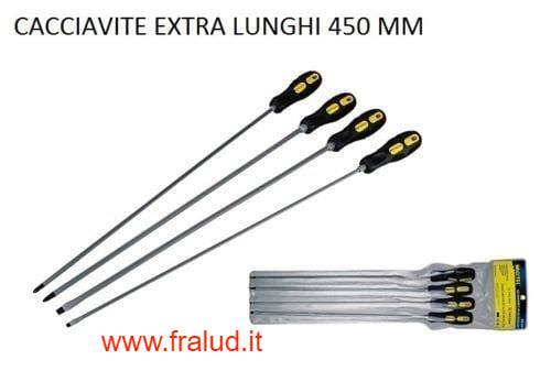 Set 4 cacciaviti giraviti lunghi 450 mm chrome vanadium con punta magnetica