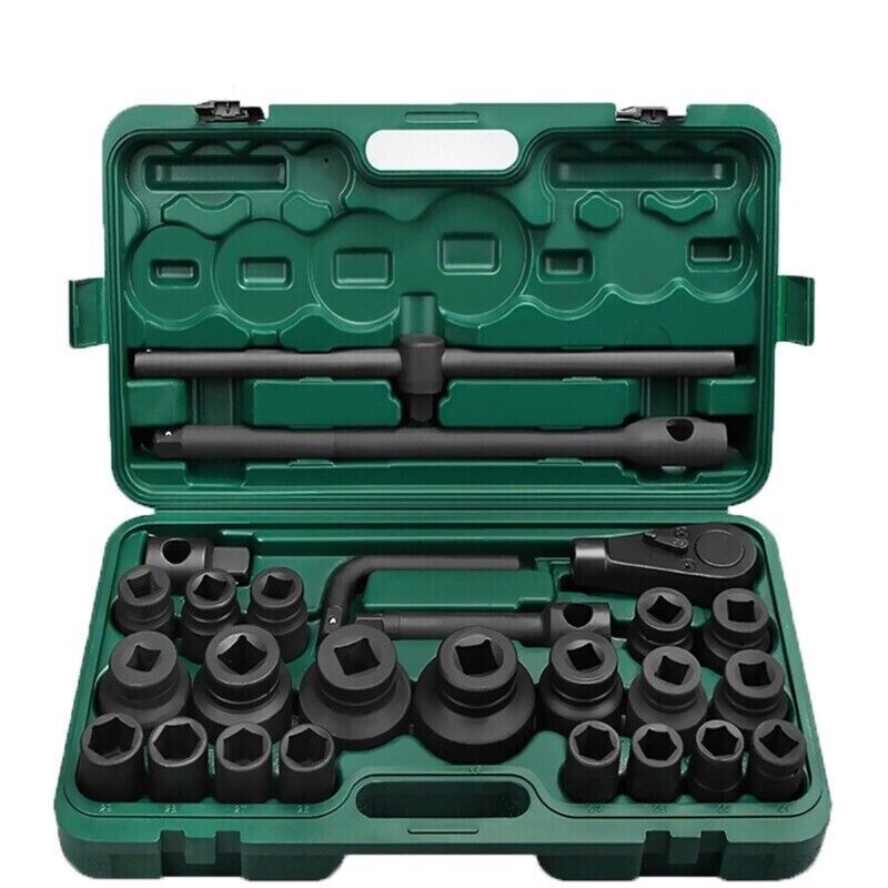 Set bussole esagonali giganti 26 pezzi | 3/4" e 1" da 21 a 65 mm | per camion e veicoli industriali | con cricchetto e impugnatura a t