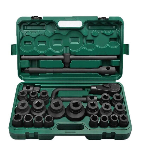 Set bussole esagonali giganti 26 pezzi | 3/4" e 1" da 21 a 65 mm | per camion e veicoli industriali | con cricchetto e impugnatura a t