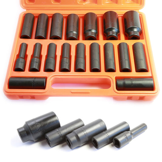 set bussole boccole esagonali per pistola avvitatore pneumatico set 18 pz da 1/2'' da 8 a 32mm