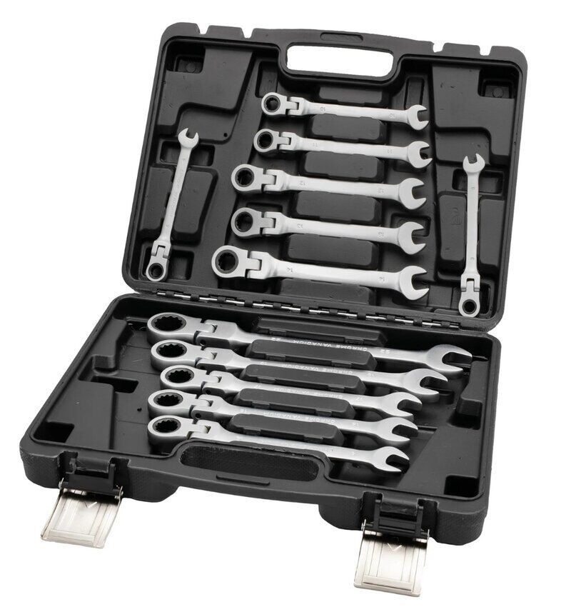 Set chiavi combinate a cricchetto con snodo snodabili set da 12pz