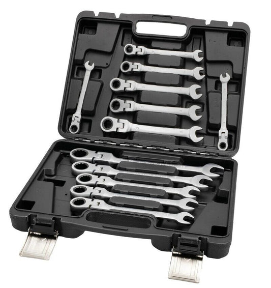 Set chiavi combinate a cricchetto con snodo snodabili set da 12pz