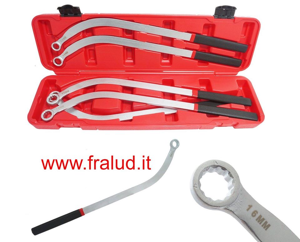 Set professionale 5 chiavi poligonali per tendicinghia 13–19 mm • lunghezza 460 mm • finitura satinata & impugnatura antiscivolo