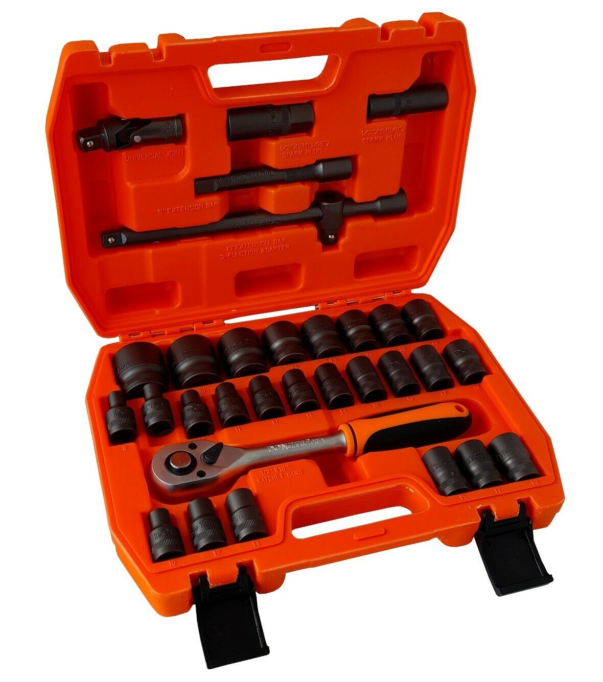 Set professionale da 32 pezzi – bussole esagonali e torx 1/2" (8–32 mm) con cricchetto reversibile