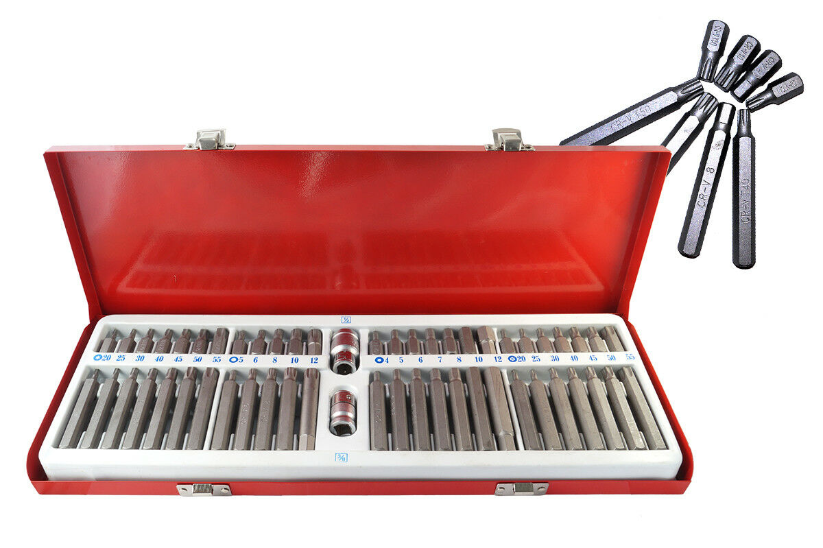 Set inserti chiavi bussole torx 54 pz 1/2 3/8 professionale h10