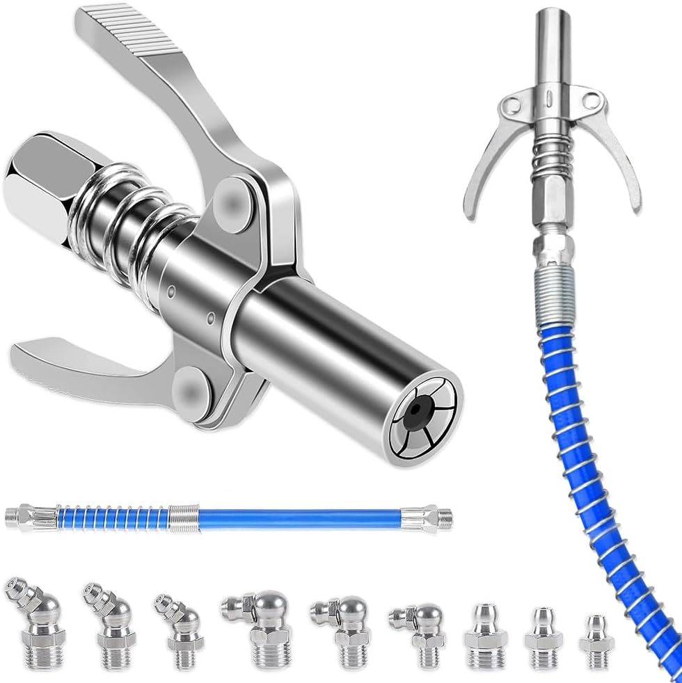 Testina per ingrassatore g-coupler ad alta pressione - ugello con doppia impugnatura, tubo da 30 cm e ago da 18g