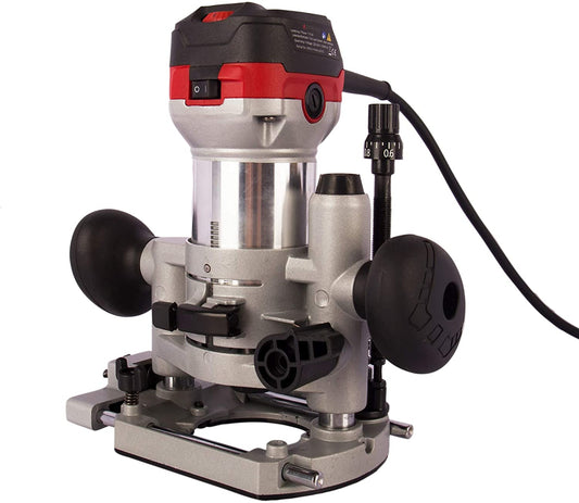 Fresatrice verticale per legno 710 w base a immersione e trimmer con custodia per attrezzi