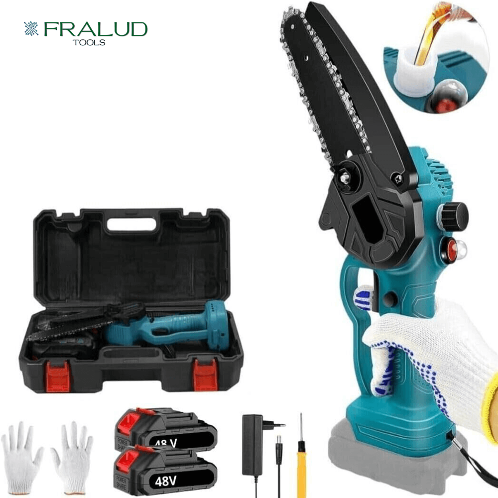 CutForce™ Mini Motosega Elettrica 6" Con Vaschetta olio + 2 Batterie + Valigetta