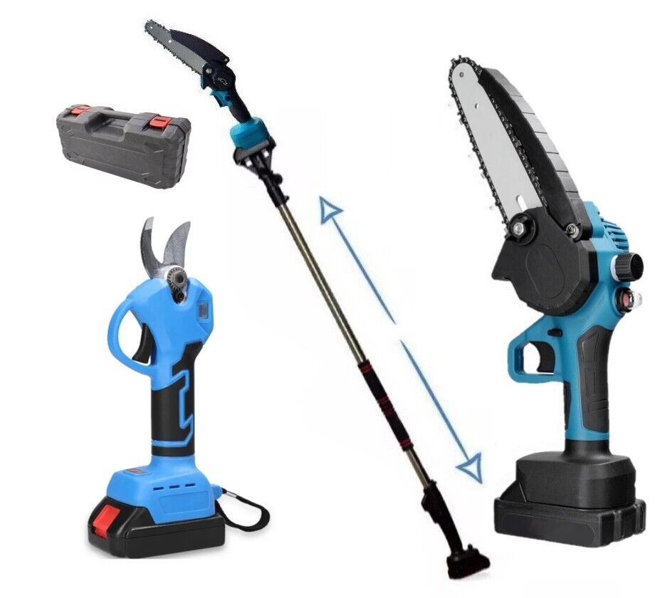 Kit potatura forbice + cesoia motosega 4" a batteria 26V + asta telescopica 240mm