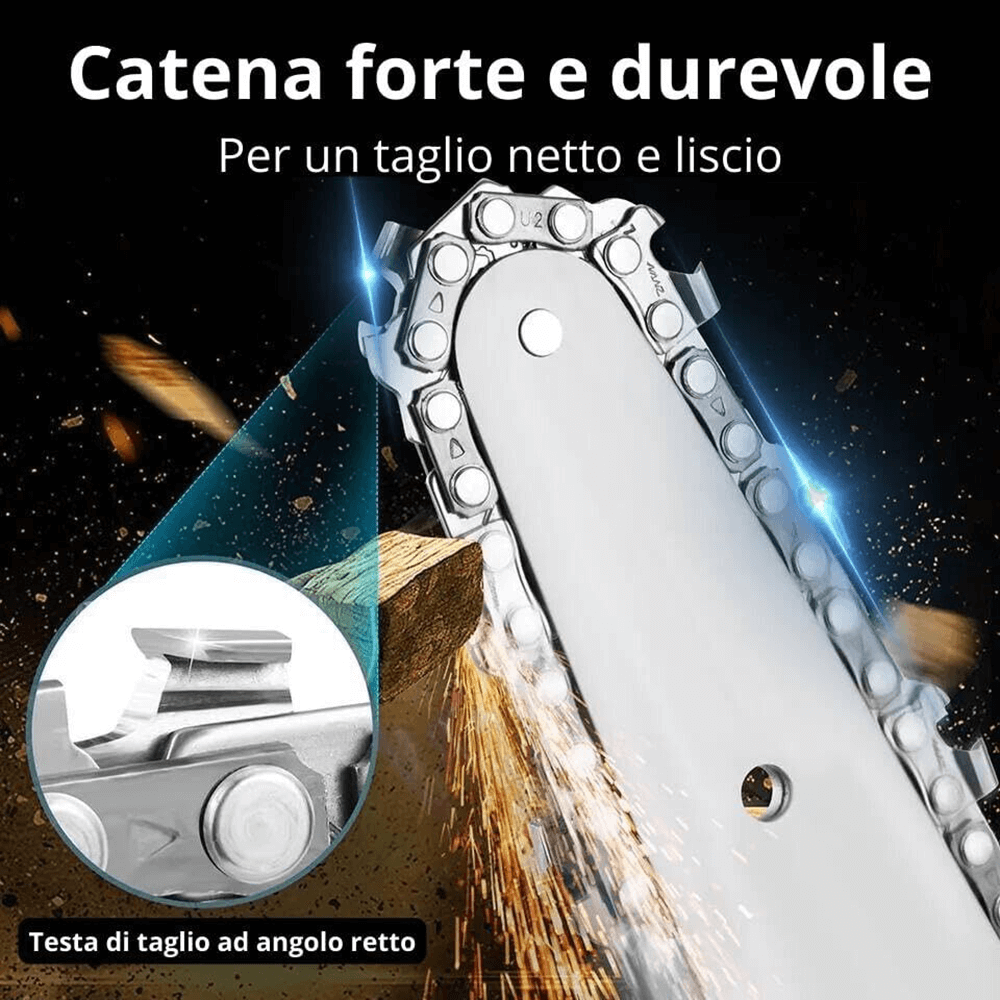 CutForce™ Mini Motosega Elettrica 6" Con Vaschetta olio + 2 Batterie + Valigetta