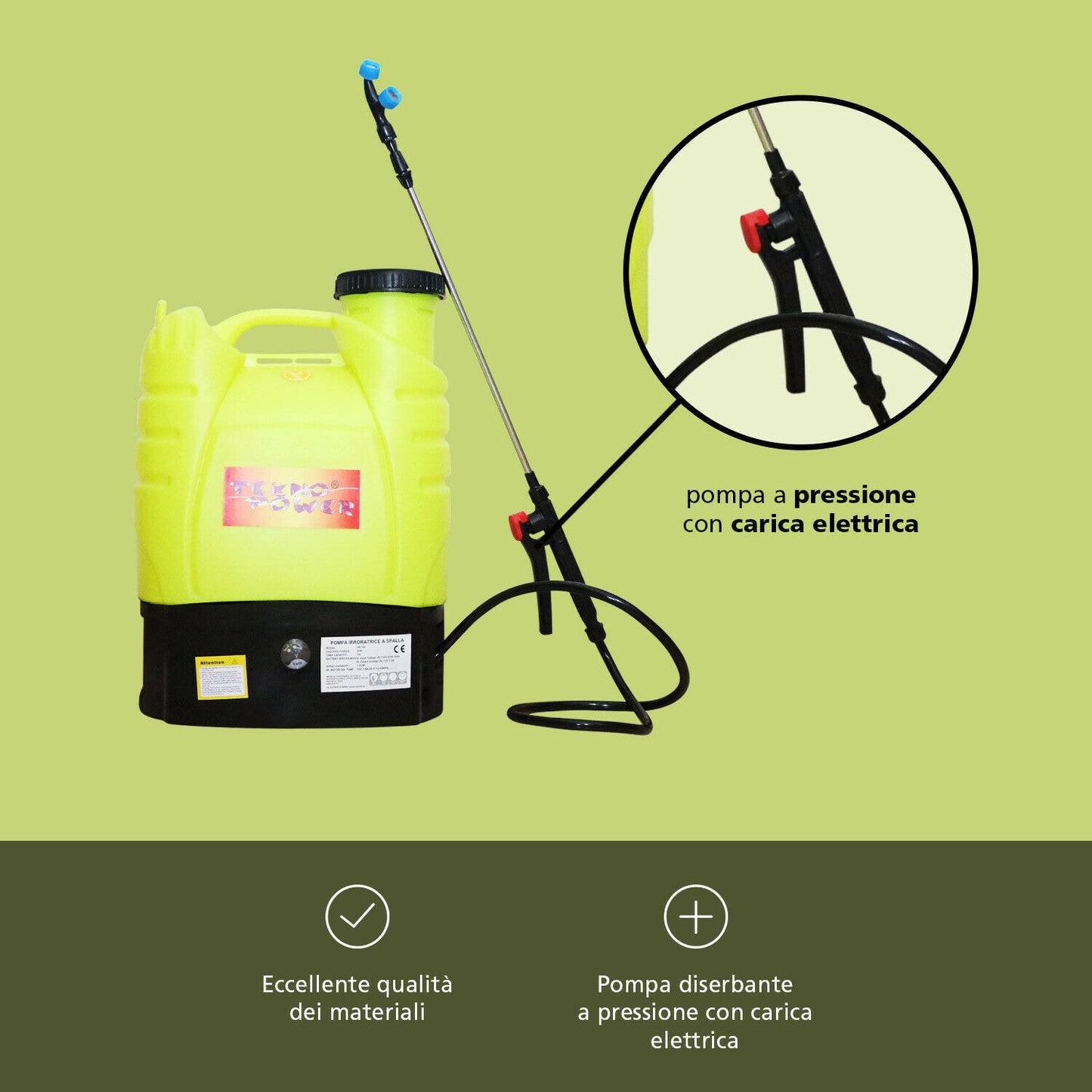Pompa Irroratrice Diserbante a Spalla a Batteria e manuale doppia funzione