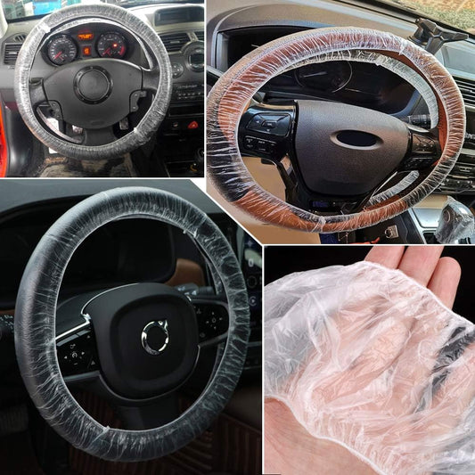 100pz coprivolante auto copertura protettiva per volante in plastica universale elastica impermeabile antipolvere