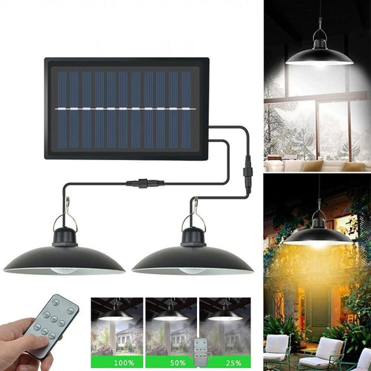 2 lampada lampadario solare esterno a sospensione telecomando con pannello solare