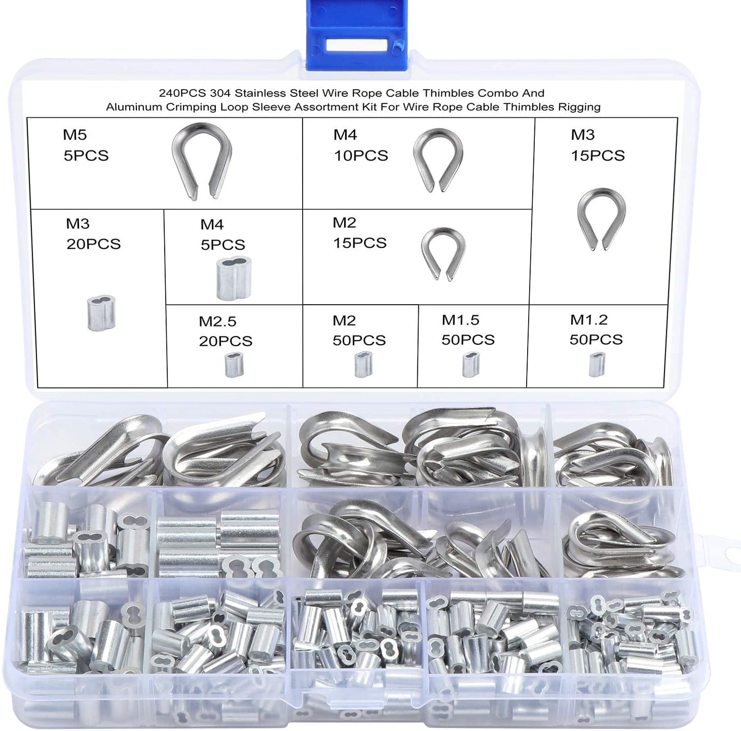 240pcs doppia ghiera piegatura loop manica alluminio manicotti