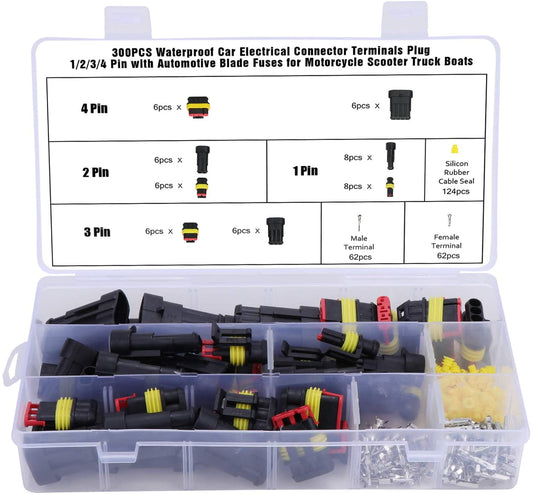 300pcs connettore impermeabili terminali elettrici plug, sigillato 1/2/3/4 pin