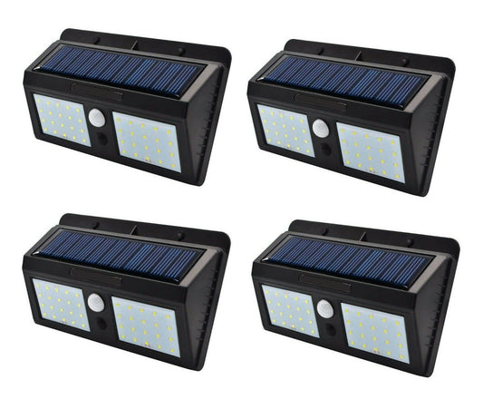 4 faretti con pannello solare ricaricabile con sensore di movimento