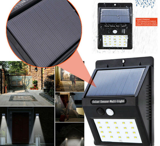 4 pz faretto a led con pannello solare sensore di movimentoe crepuscolare per esterno
