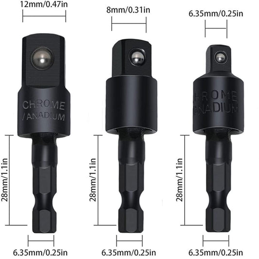 Adattatori per prese oscillanti, attacco esagonale da 1/4" 3/8" 1/2"