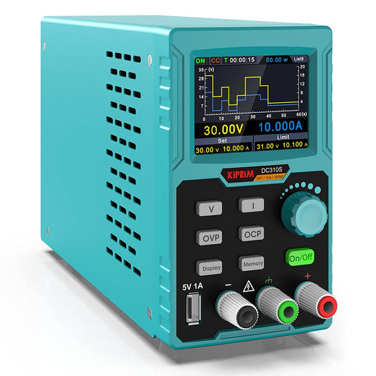 Alimentatore da banco, alimentatori laboratori regolabile 0~30v, 0~10a, pulsante m1-m4 memorizza 4 set di dati, protezione da sovratensione e sovracorrente, porta di ricarica usb