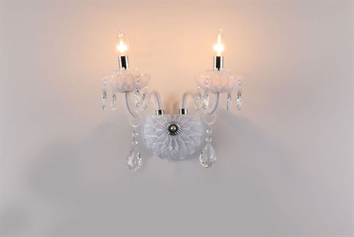 Applique bianco con cristallo 2 bracci 8160-2