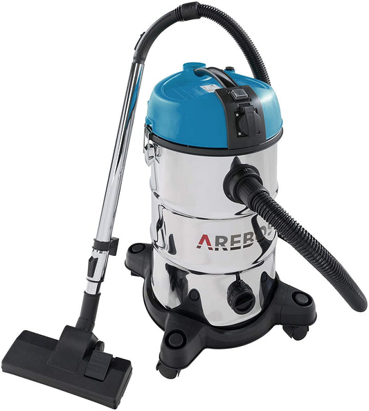 Aspirapolvere industriale secco & umido 1800w – capacità 30l, inox | potente 4 in 1 per liquidi, cenere e sporco ostinato